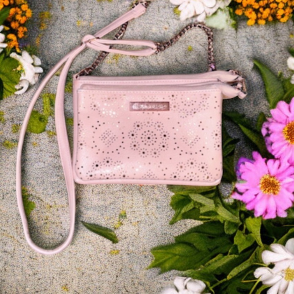Max Studio Collection Filigree Perorated Rose Gold -Pink Purse -Med Size -EUC🍂